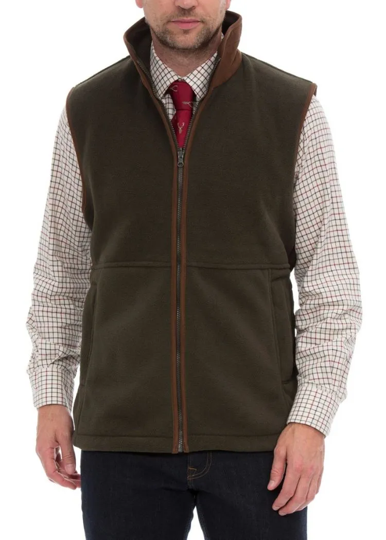 Aylsham Men's Fleece Gilet In Green - Regular Fit