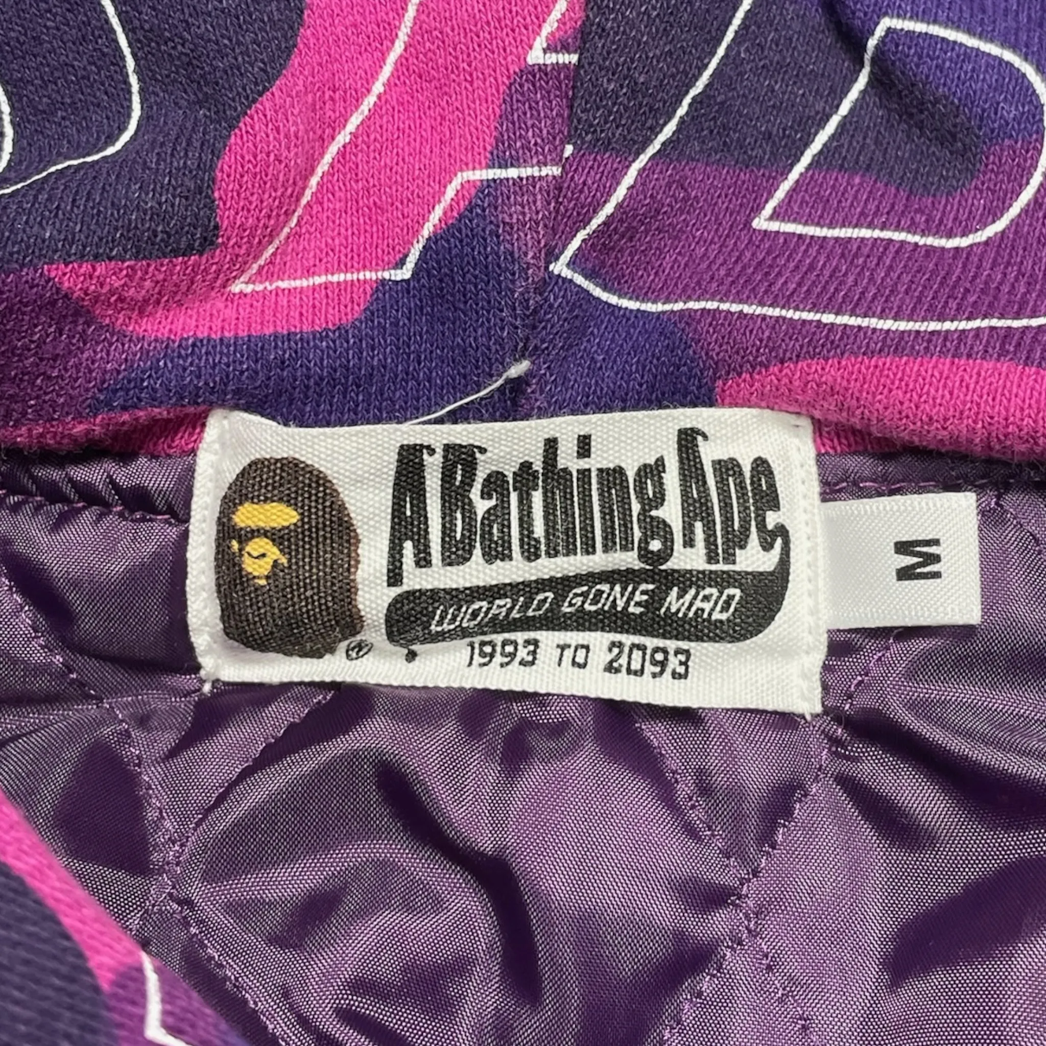 BAPE WGM Zip Up Shark Hooded Varsity Jacket Camo Purple Pre-Owned