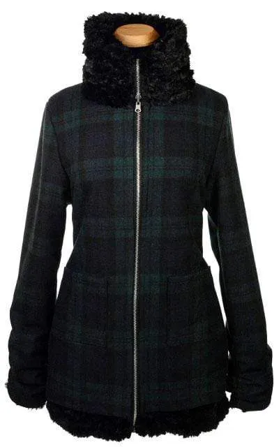 Bardot Coat, Reversible - Wool Plaid with Assorted Faux Fur (All Colors: One Small Left!)