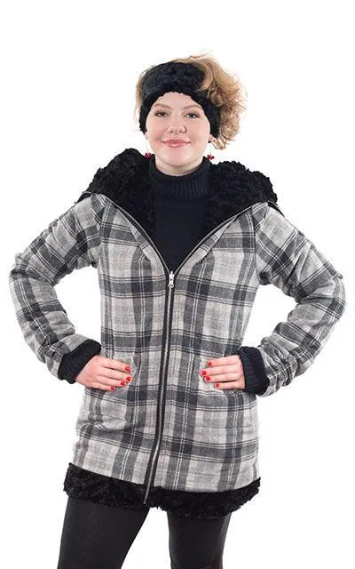 Bardot Coat, Reversible - Wool Plaid with Assorted Faux Fur (All Colors: One Small Left!)