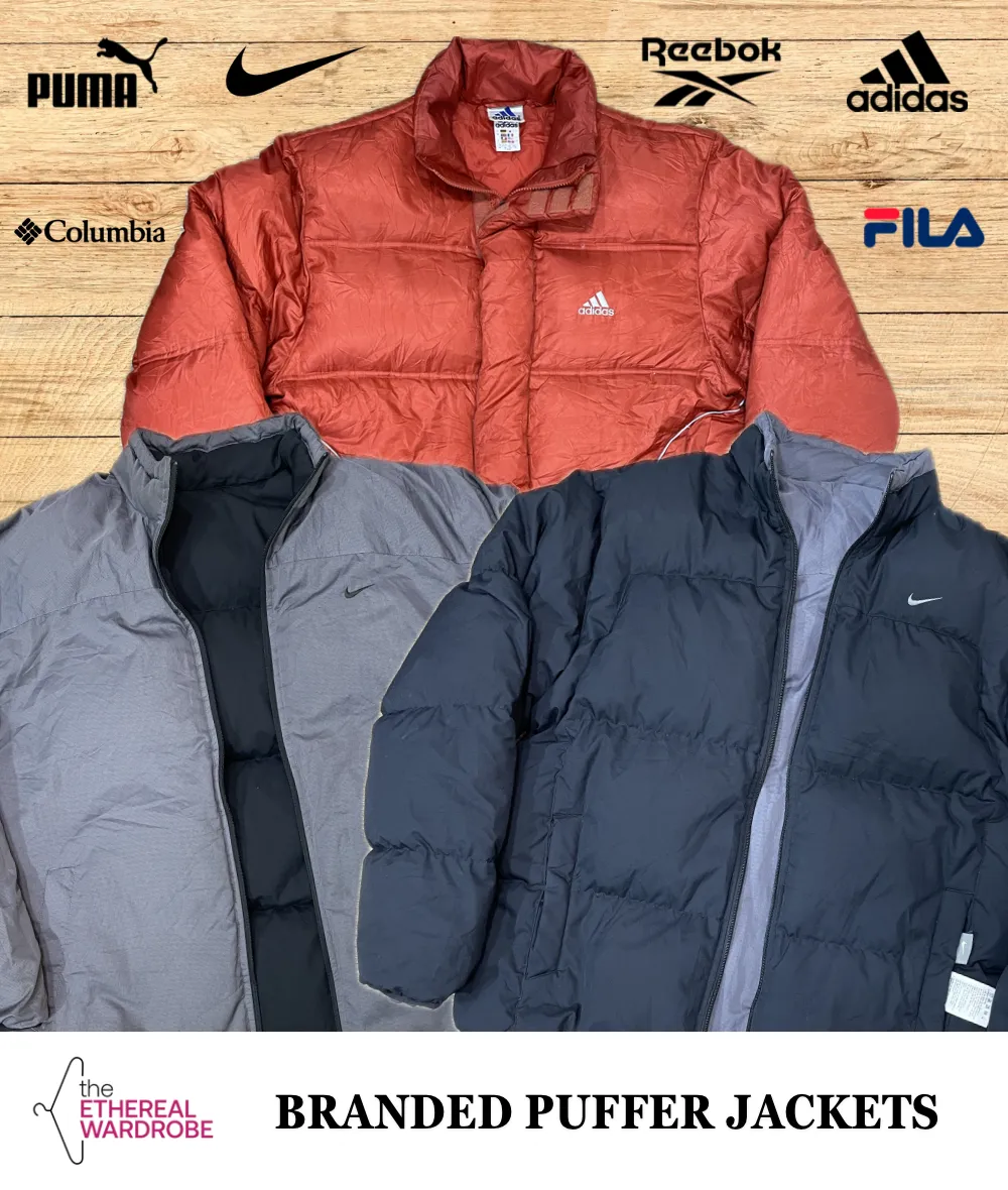 Branded Puffer Jackets with Vintage Pcs Nike Reversible, Adidas and others