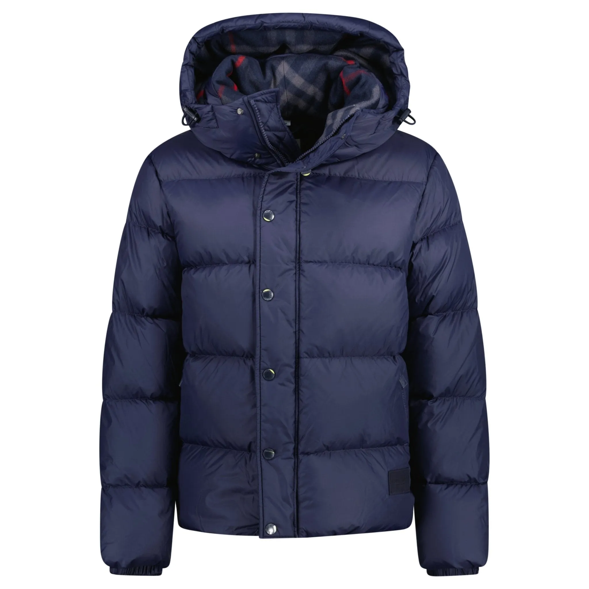 Burberry 'Halsby' Hooded Check Down Jacket Navy