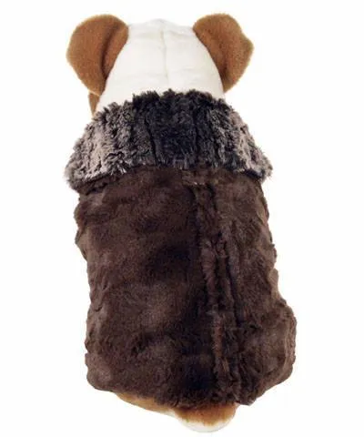 Dog Coat, Reversible - Luxury Faux Fur in Chinchilla Brown with Cuddly Faux Fur (One XXL Left!)