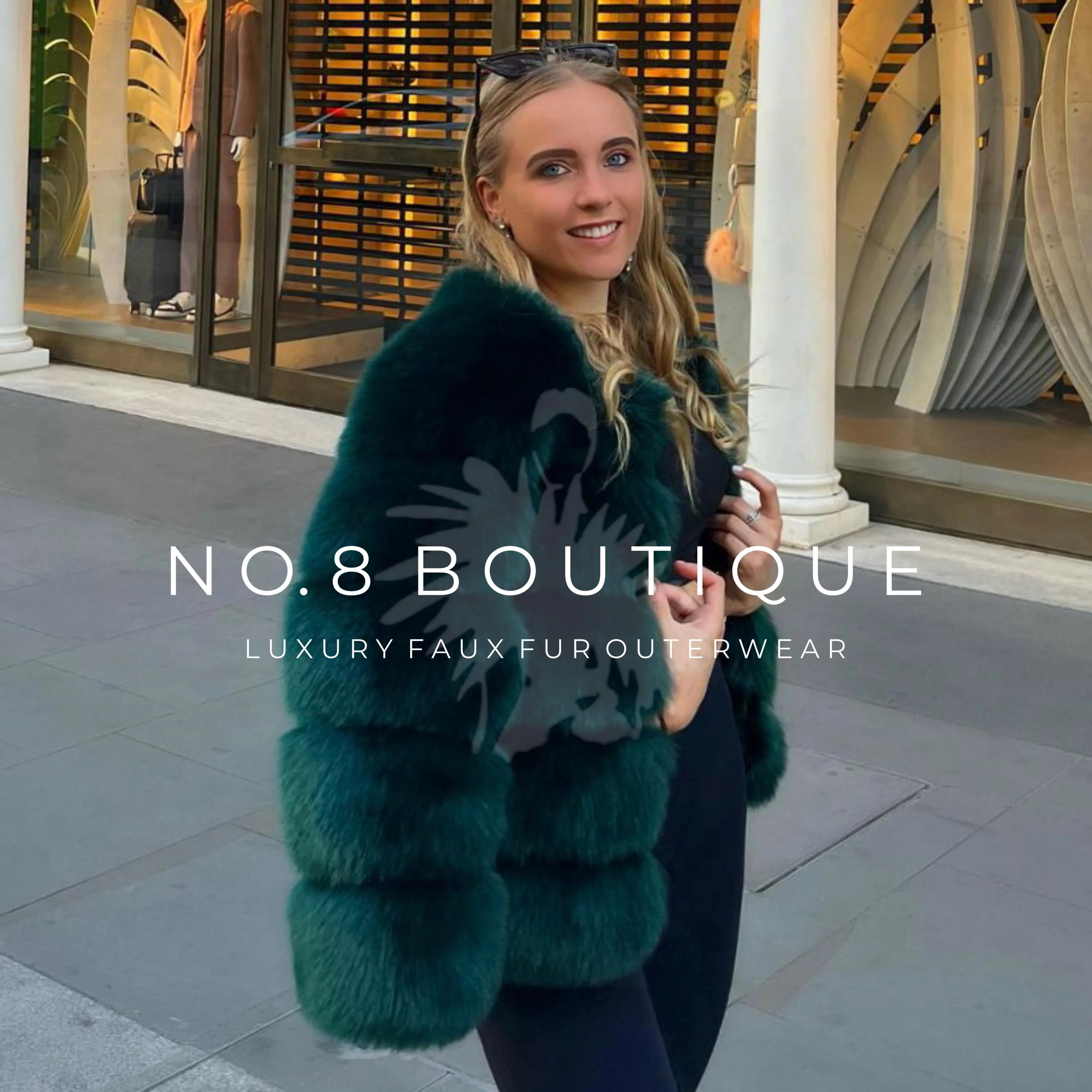 Emerald Green Faux Fur 5 Row Jacket