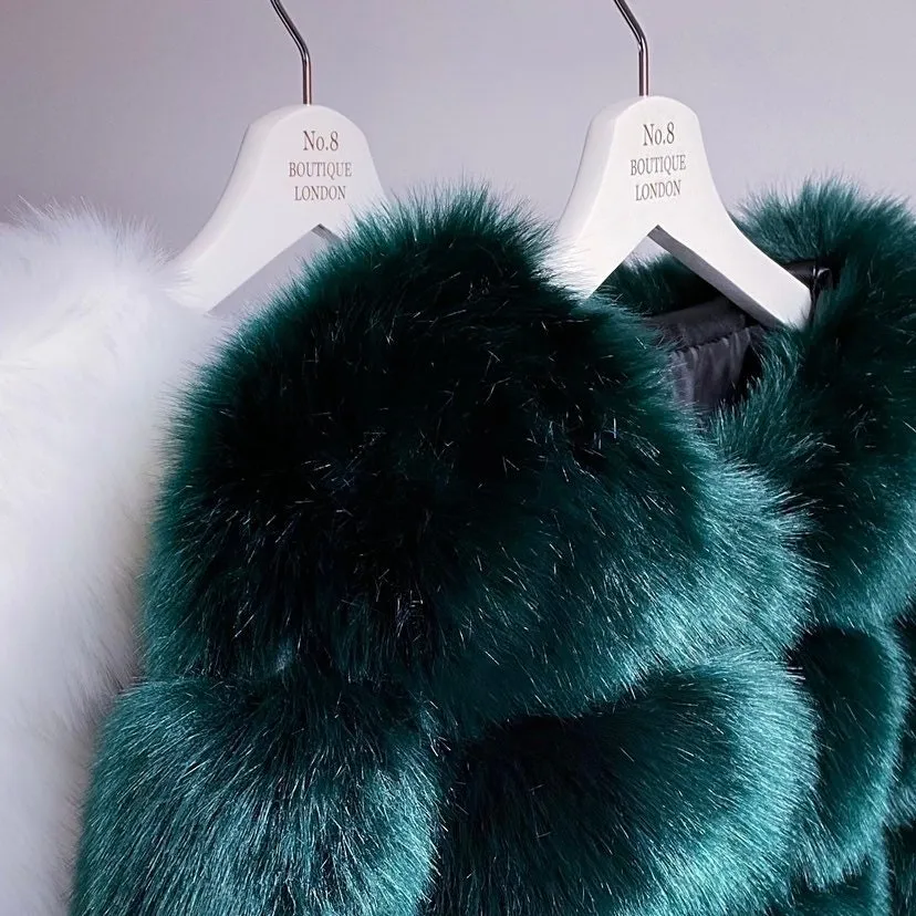 Emerald Green Faux Fur 5 Row Jacket