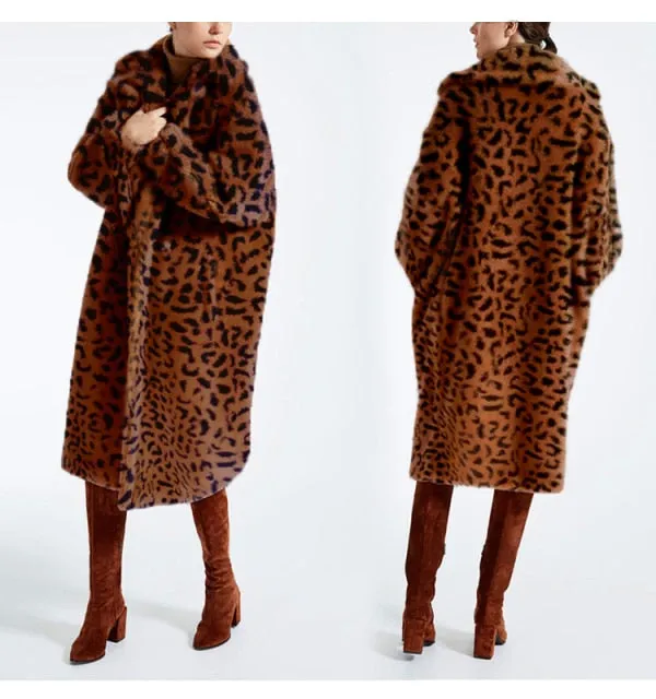 Factory Price Faux Fur Long Coats For Women Warm Thick Teddy Coat