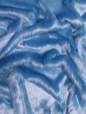 Faux Fake Fur Solid Shaggy Long Pile Fabric / Cobalt / 15 Yard Bolt