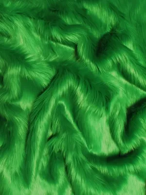 Faux Fake Fur Solid Shaggy Long Pile Fabric / Kelly Green / 15 Yard Bolt