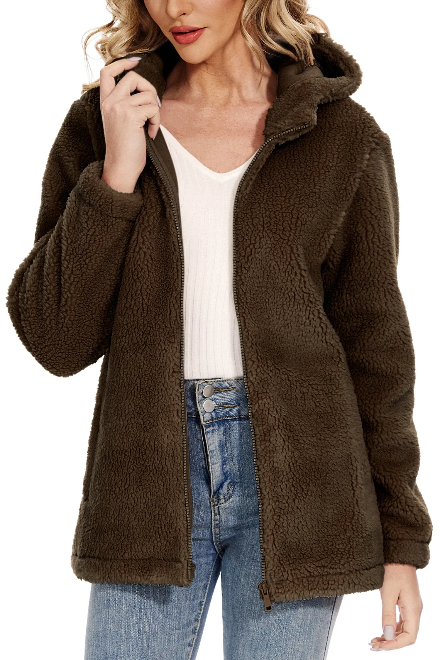 Female Coats Women's Fleece Jackets Soft Heavy Fuzzy