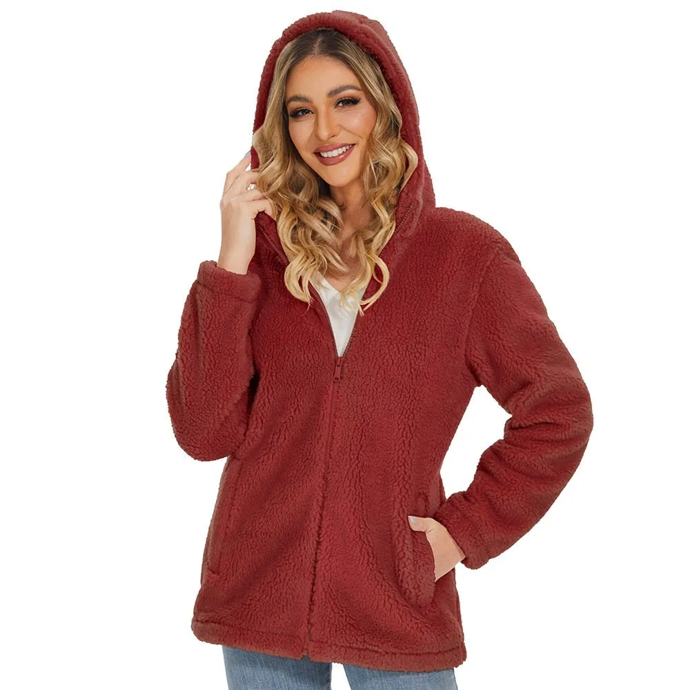 Female Coats Women's Fleece Jackets Soft Heavy Fuzzy