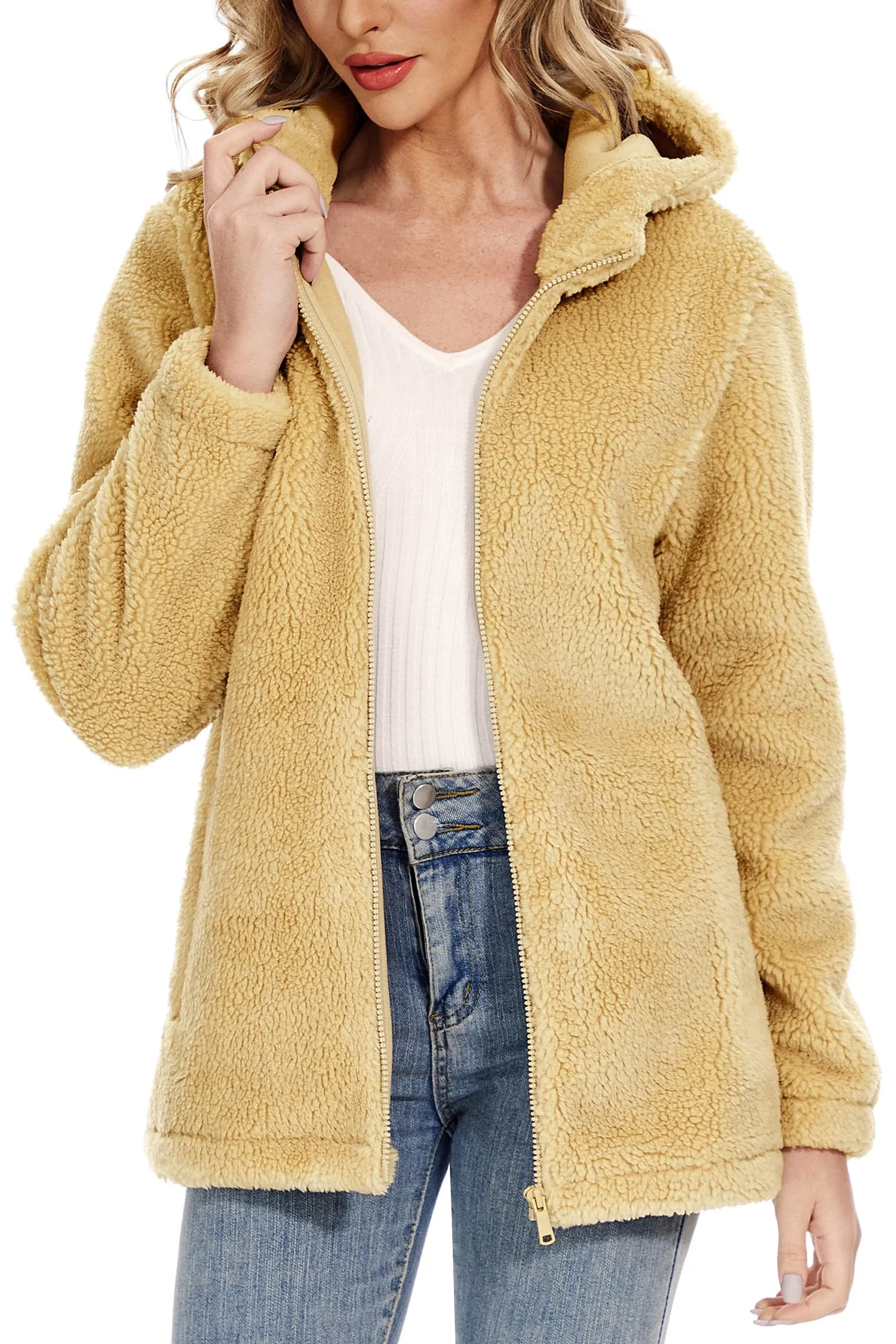 Female Coats Women's Fleece Jackets Soft Heavy Fuzzy