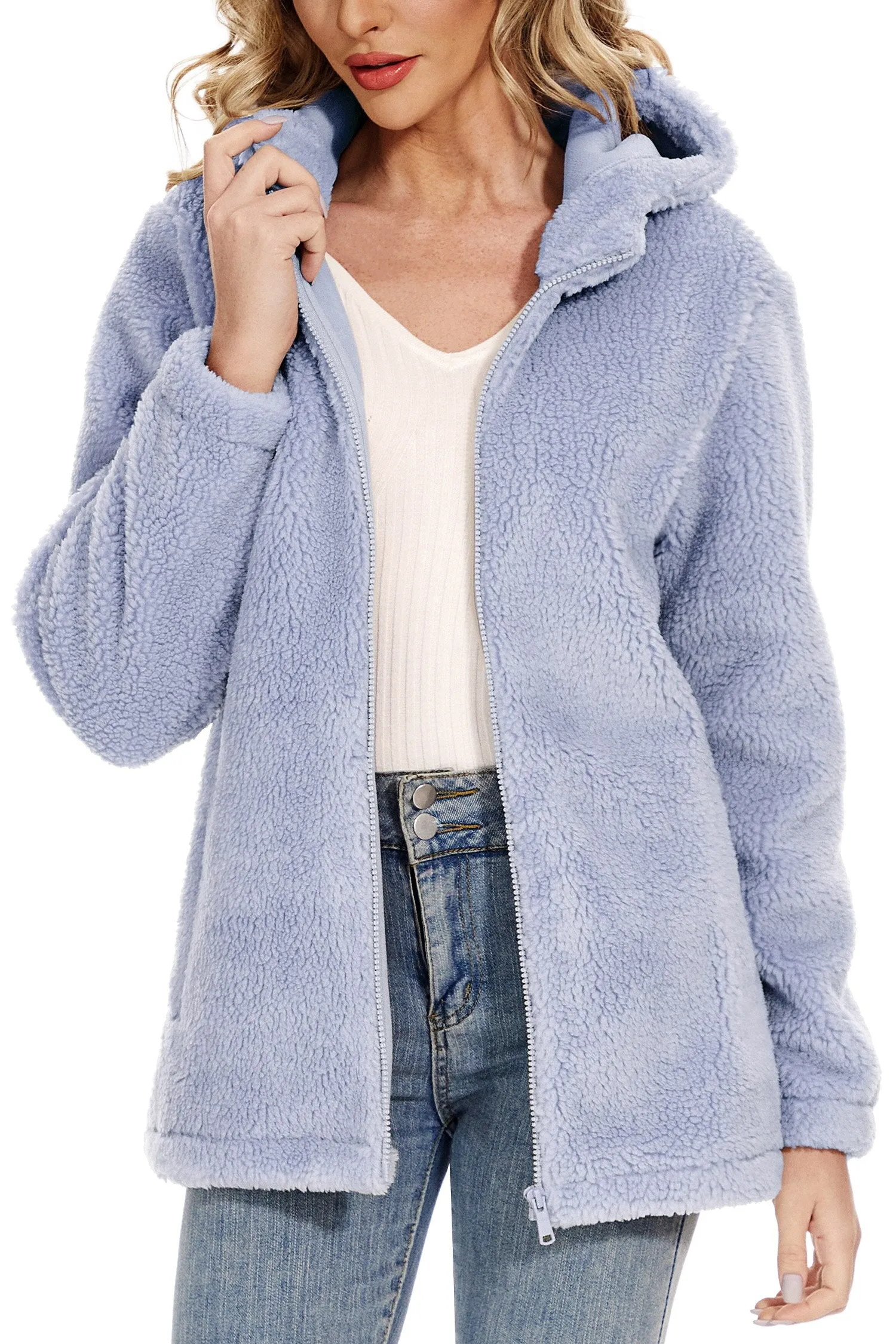 Female Coats Women's Fleece Jackets Soft Heavy Fuzzy