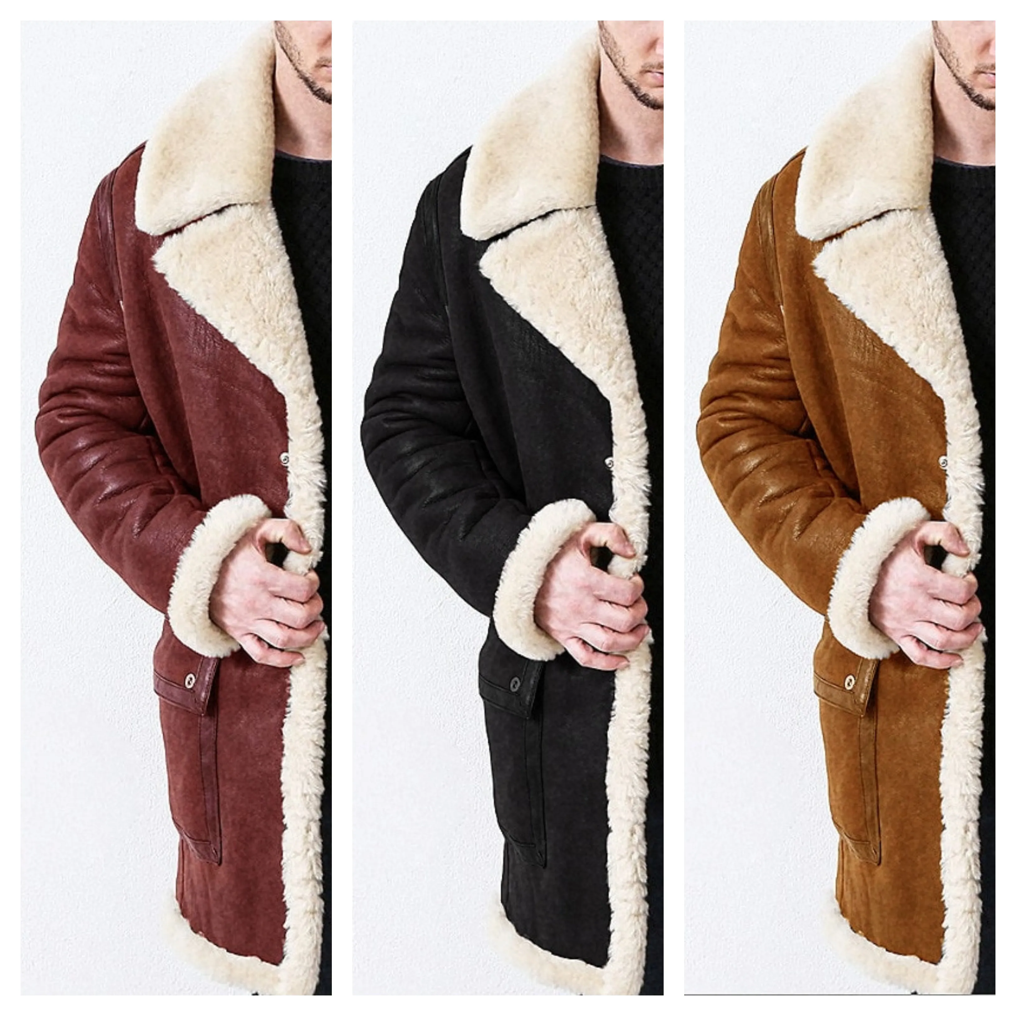 Funki Buys | Jackets | Men's Faux Suede, Faux Fur Overcoat