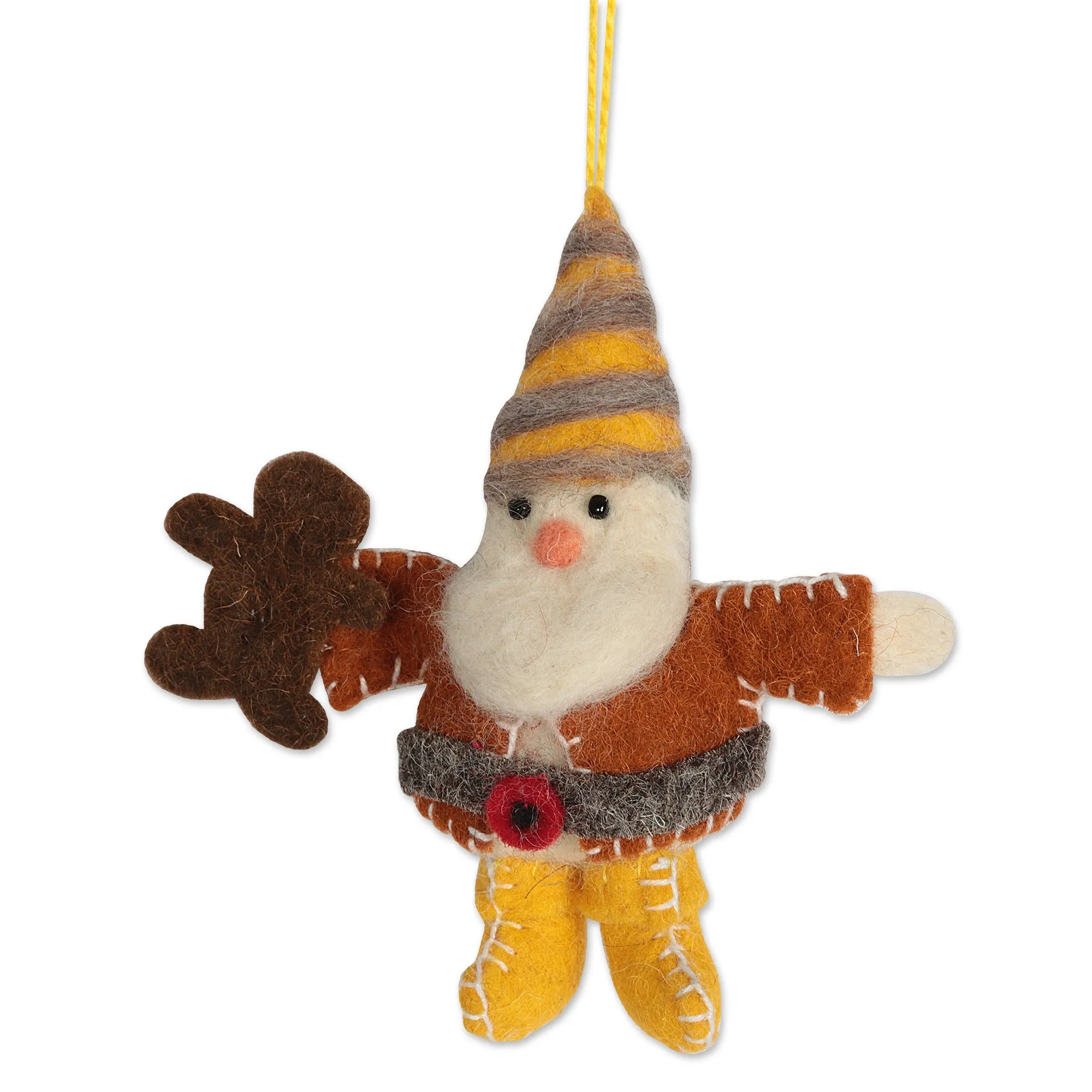 Handcrafted Wool Felt Christmas Ornaments (Set of 6) - Glad Tiding Gnomes | NOVICA