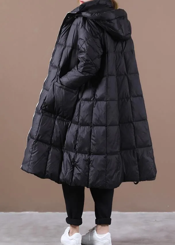 Luxury black warm winter coat plus size womens parka hooded zippered  coats