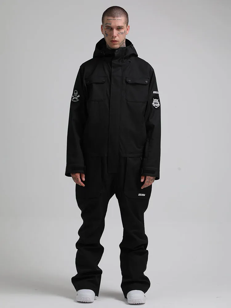 Men's Black One Piece Ski Snowboard Suit Jumpsuit