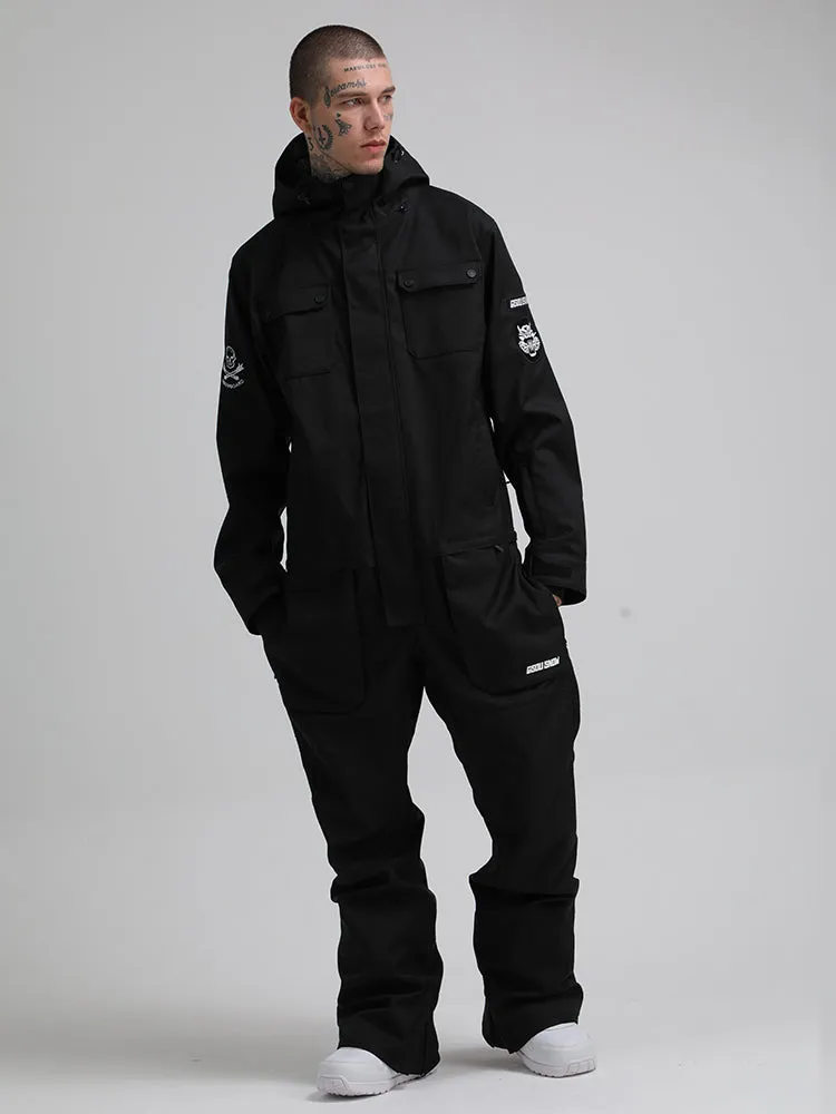 Men's Black One Piece Ski Snowboard Suit Jumpsuit