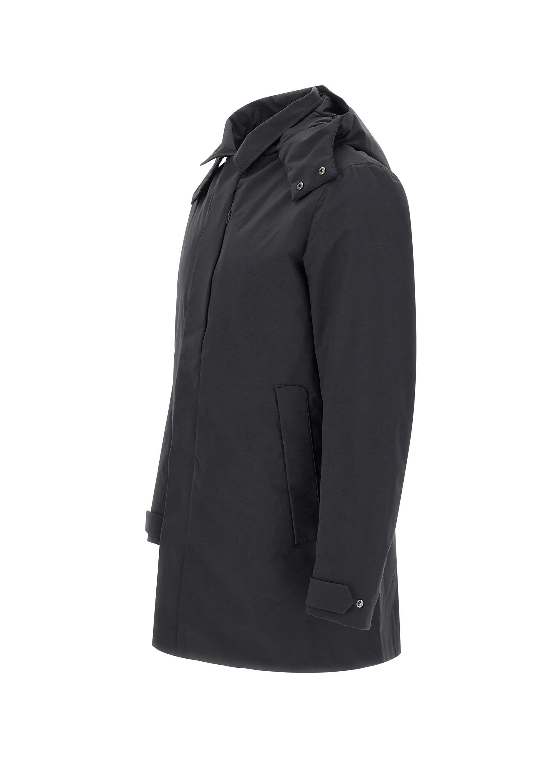 Men's Black Parka with Removable Hood