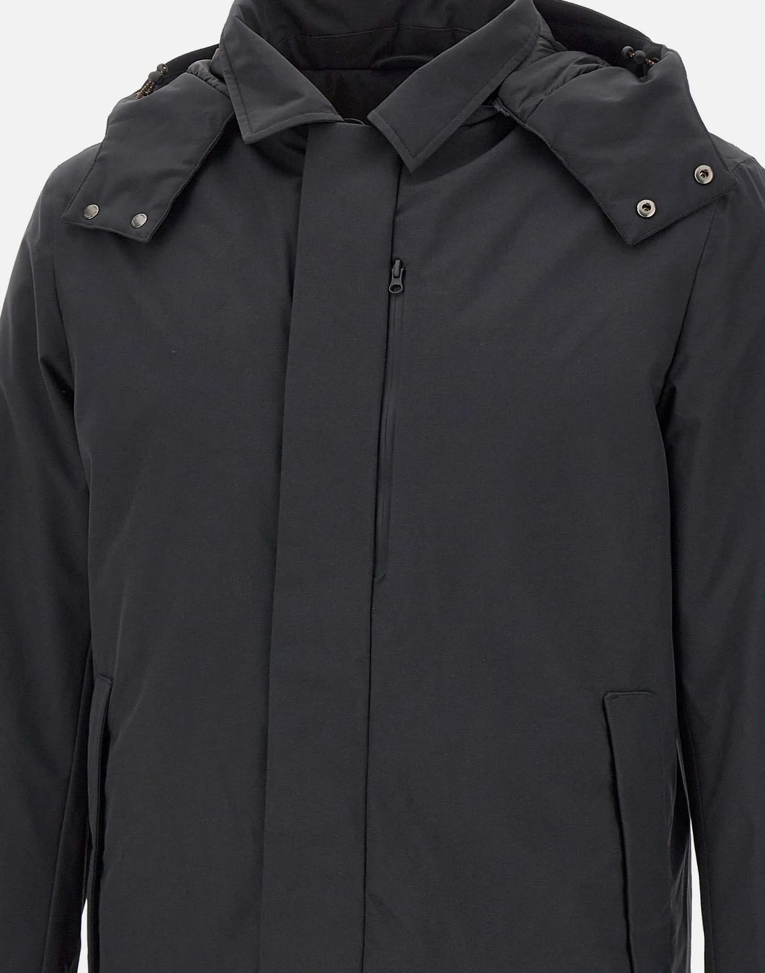 Men's Black Parka with Removable Hood