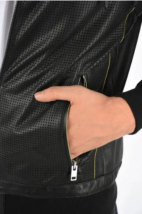 Mens Perforated Leather Jacket