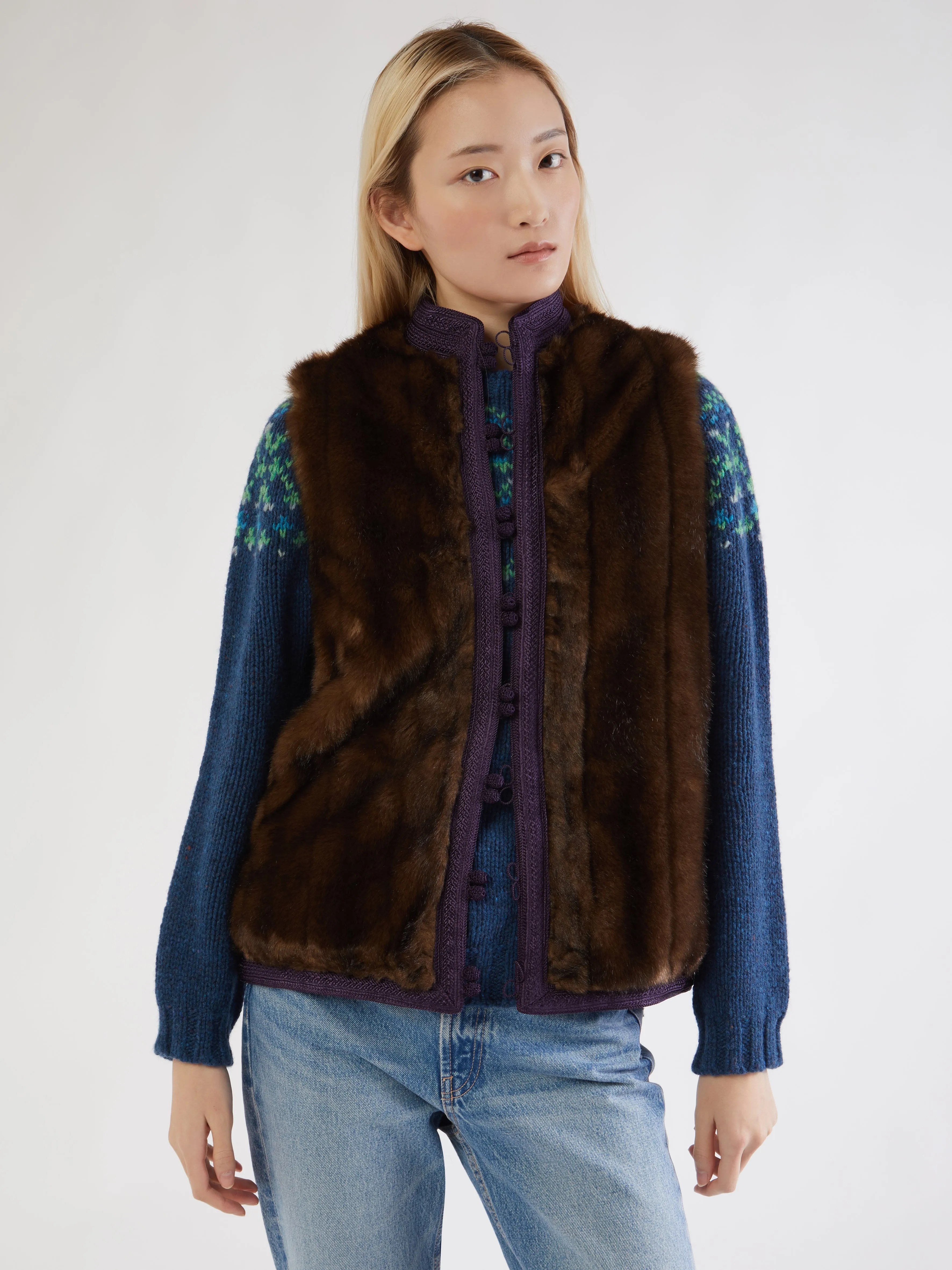 Moroccan faux fur reversible vest