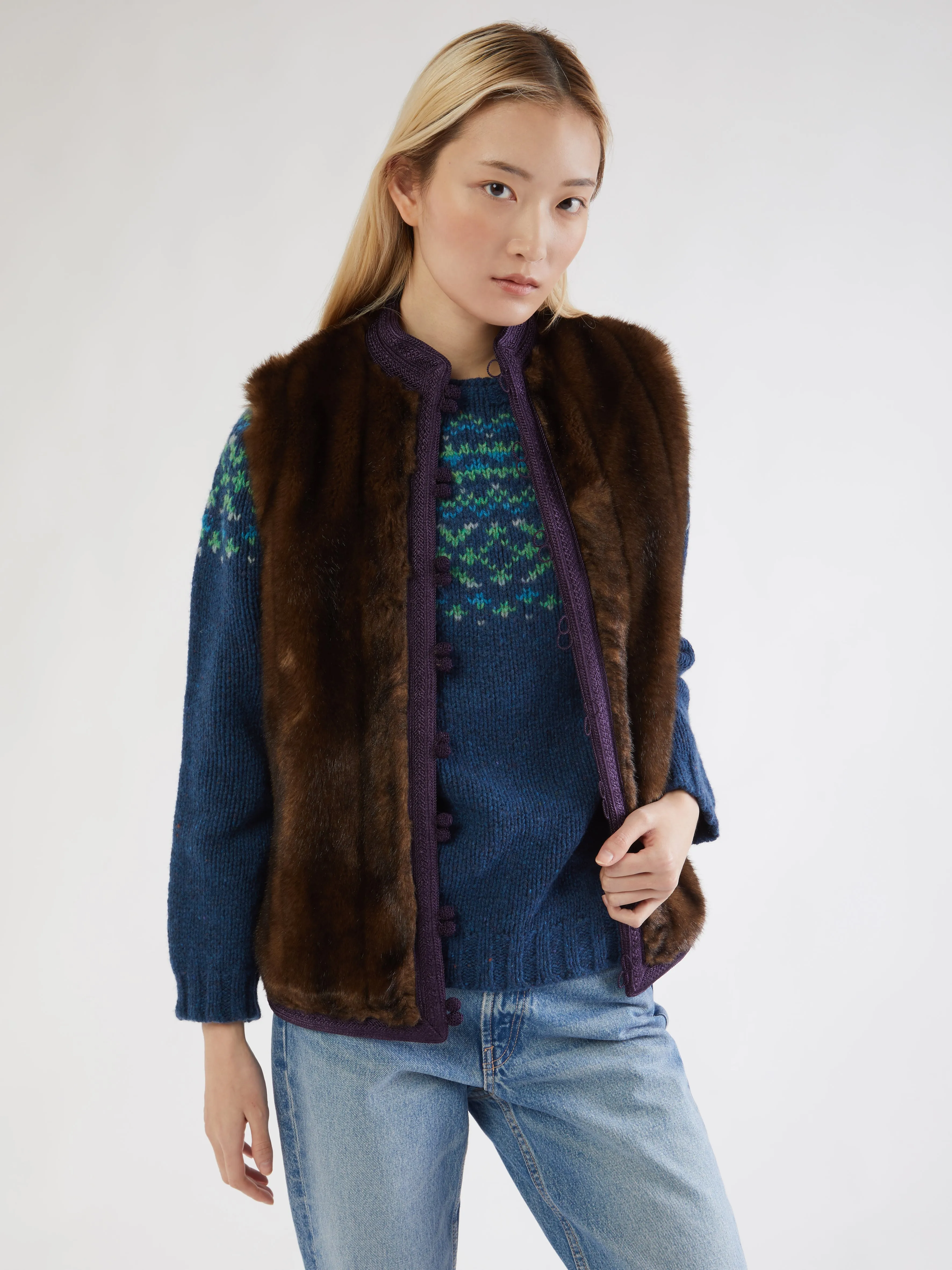 Moroccan faux fur reversible vest