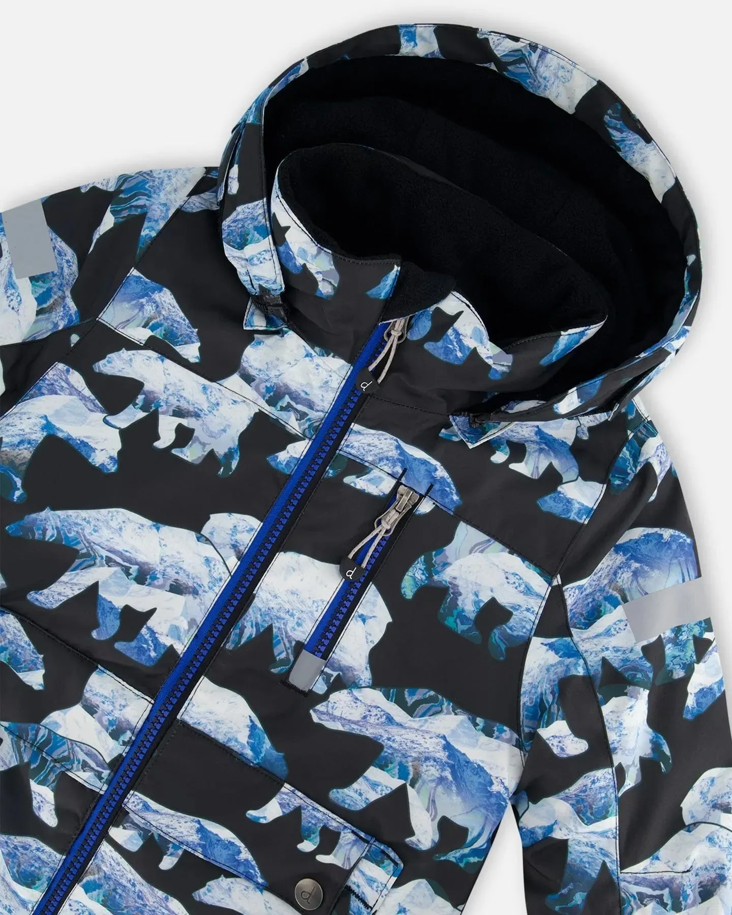 One Piece Snowsuit Black Printed Polar Bears