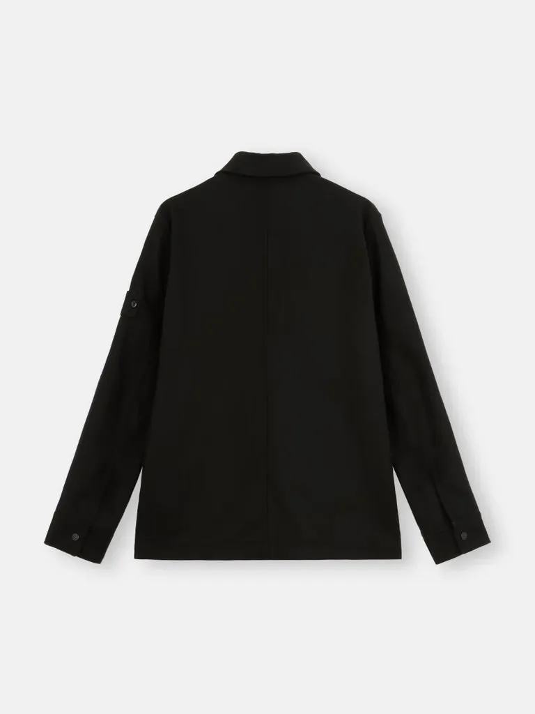 Padded wool Overshirt with Anti-Drop GHOST - Black