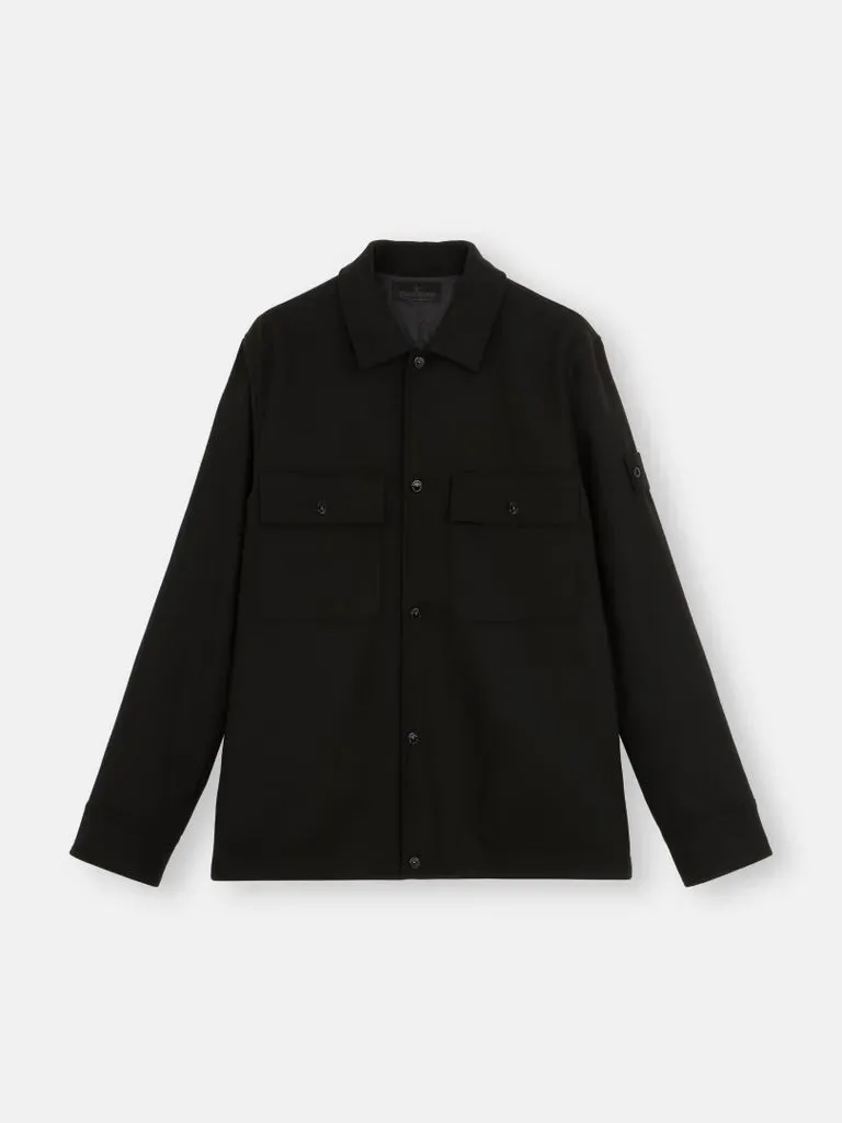 Padded wool Overshirt with Anti-Drop GHOST - Black