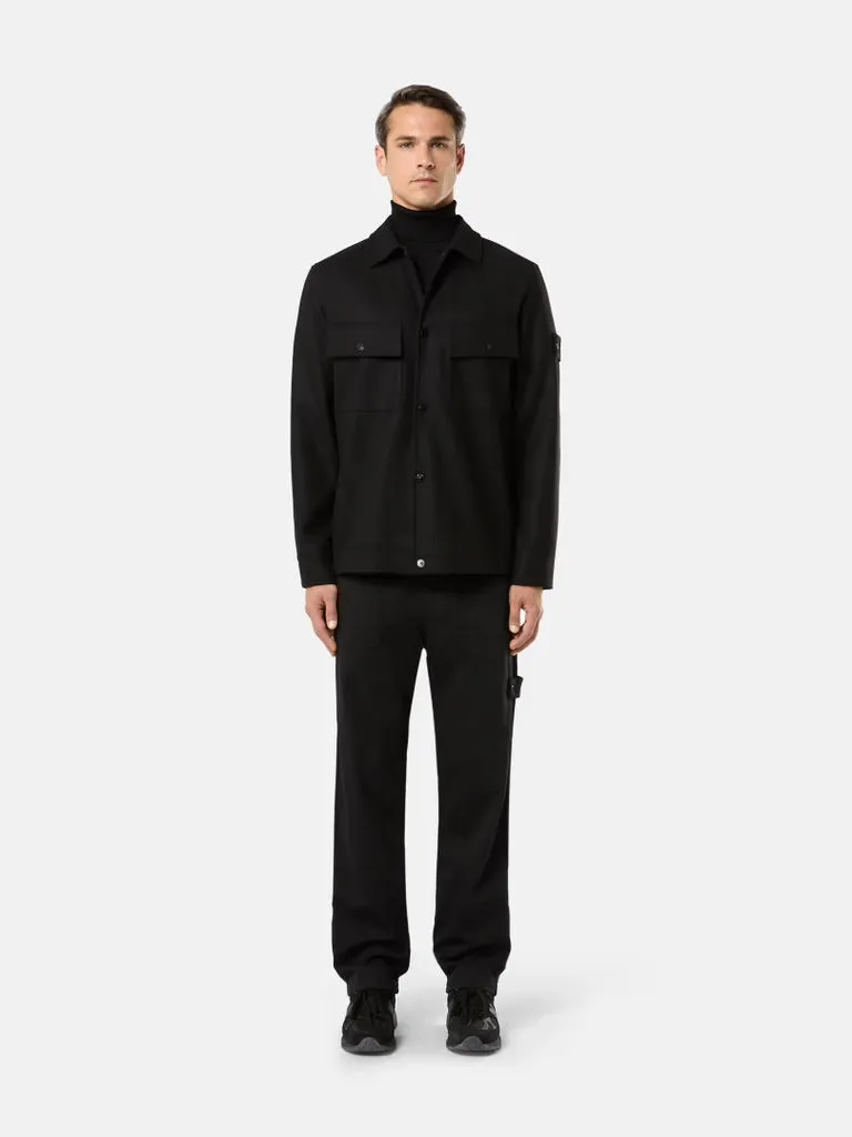 Padded wool Overshirt with Anti-Drop GHOST - Black