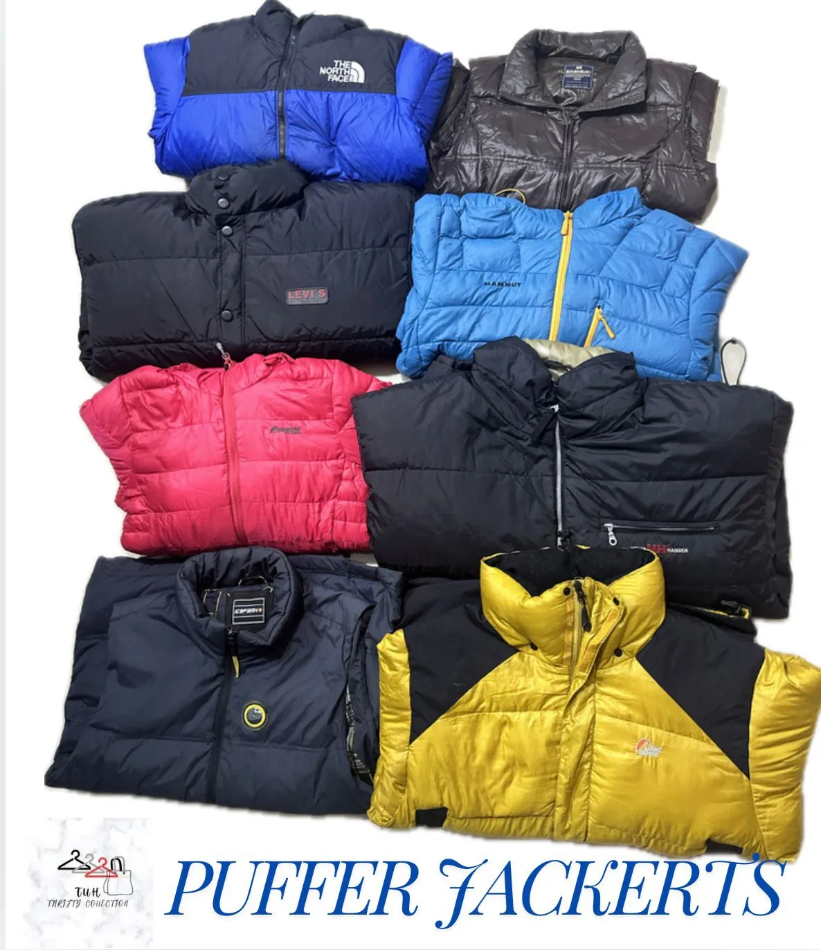 Puffer Jackets (Mixed brand including The North Face, Rab, Mammut, and others)