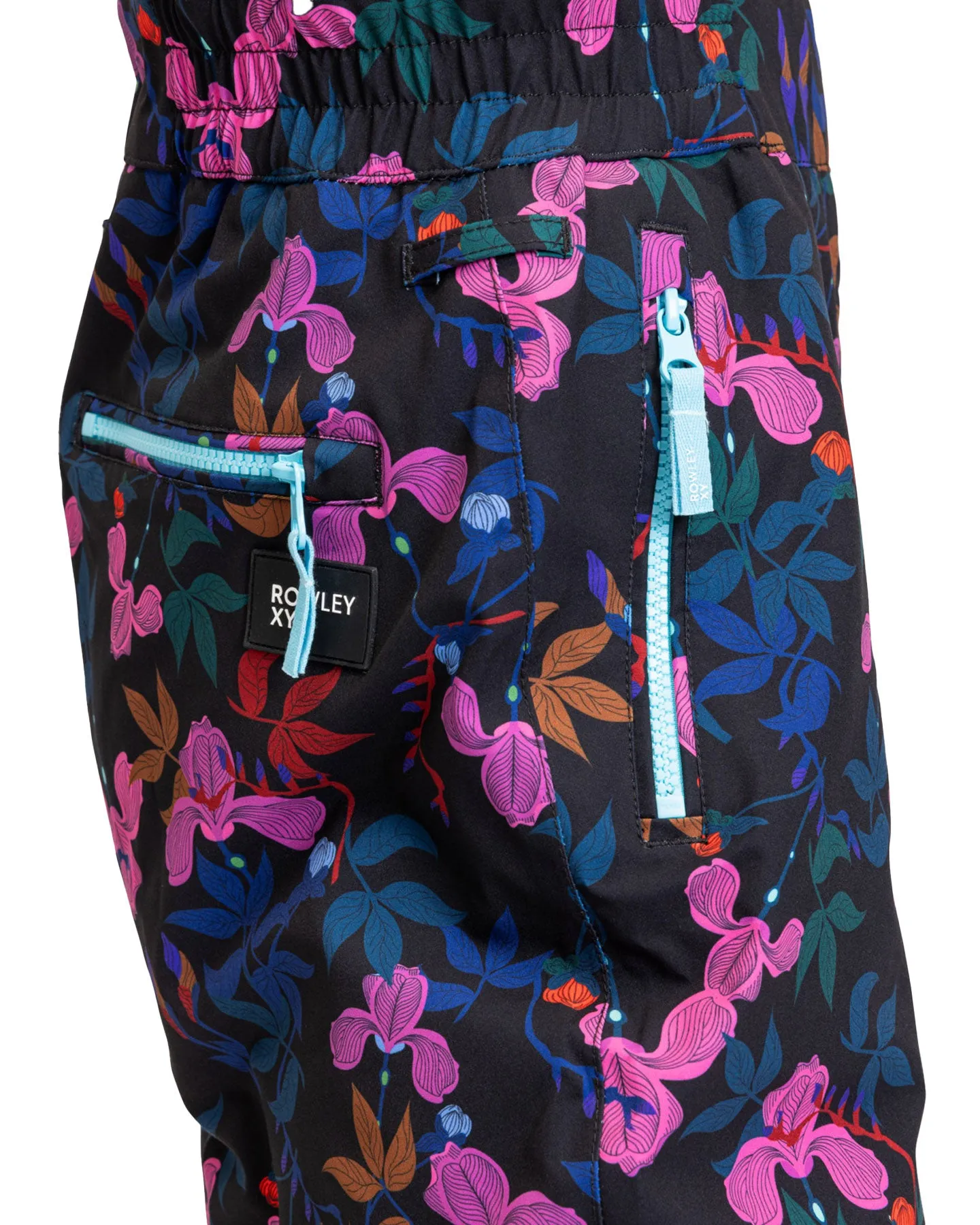 Roxy X Rowley Women's Insulated Technical Snow Bib Pants - True Black / Darkreds Floral