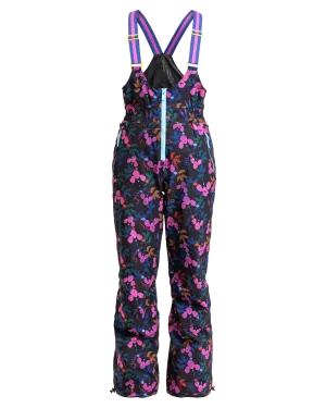 Roxy X Rowley Women's Insulated Technical Snow Bib Pants - True Black / Darkreds Floral