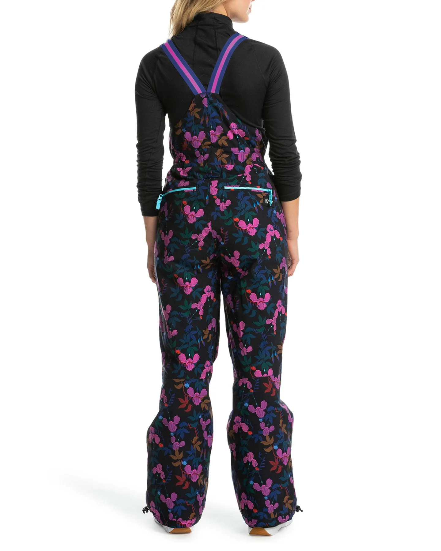 Roxy X Rowley Women's Insulated Technical Snow Bib Pants - True Black / Darkreds Floral