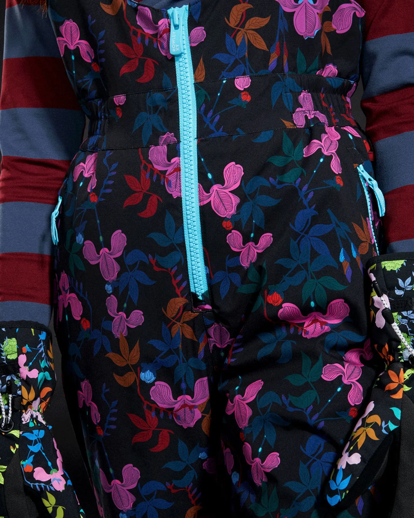 Roxy X Rowley Women's Insulated Technical Snow Bib Pants - True Black / Darkreds Floral