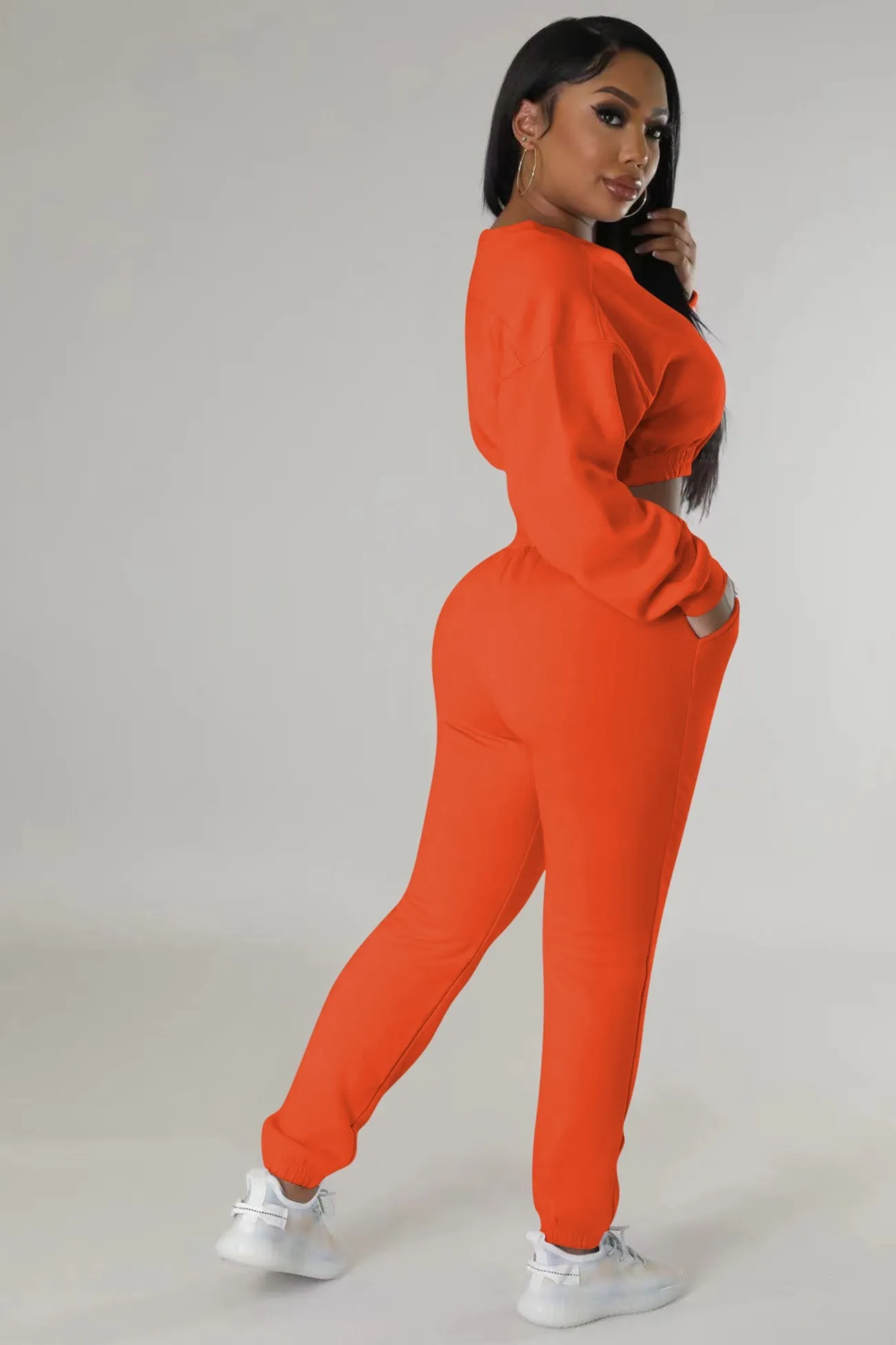 Solid Sweatshirt Long Pants Suits