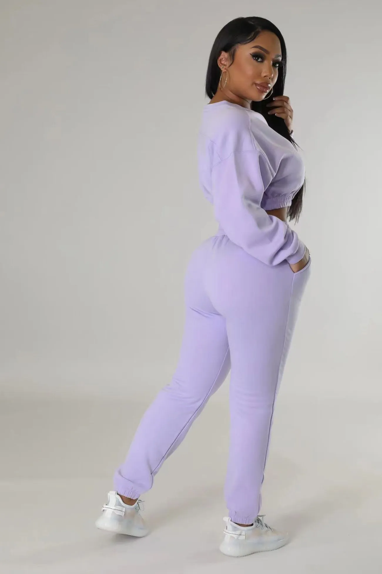 Solid Sweatshirt Long Pants Suits