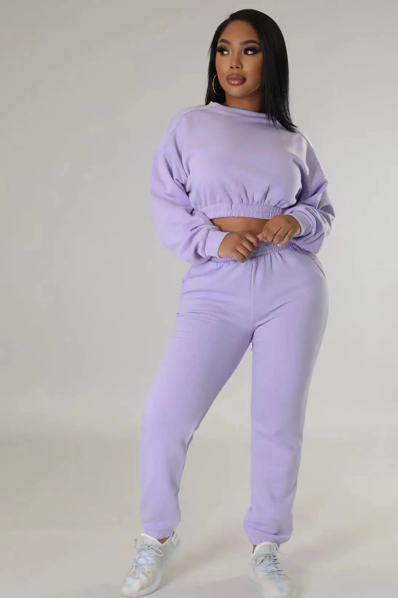 Solid Sweatshirt Long Pants Suits