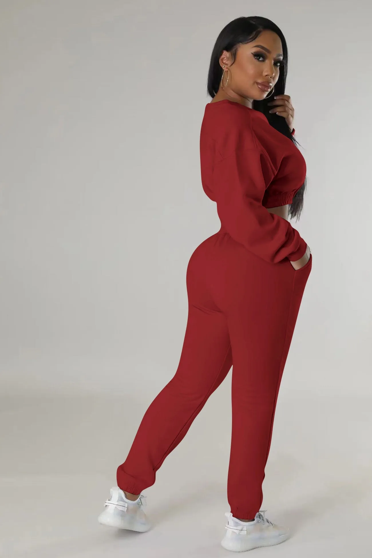 Solid Sweatshirt Long Pants Suits