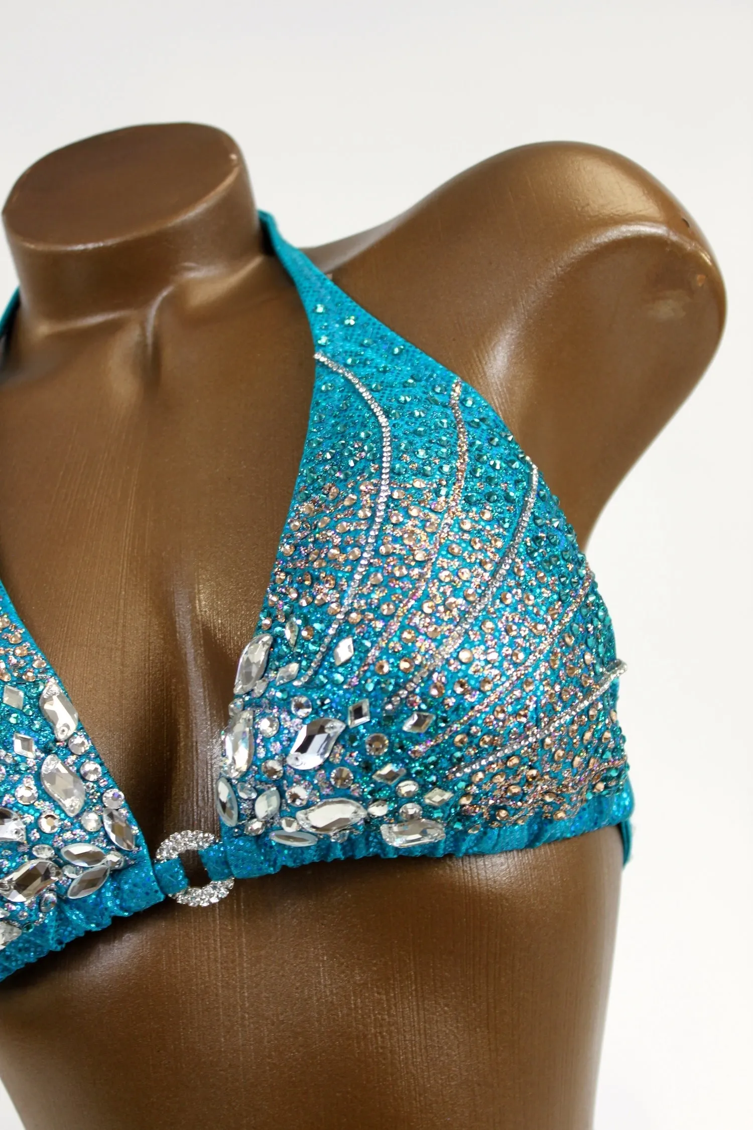 Sparkling Teal Figure Competition Suit