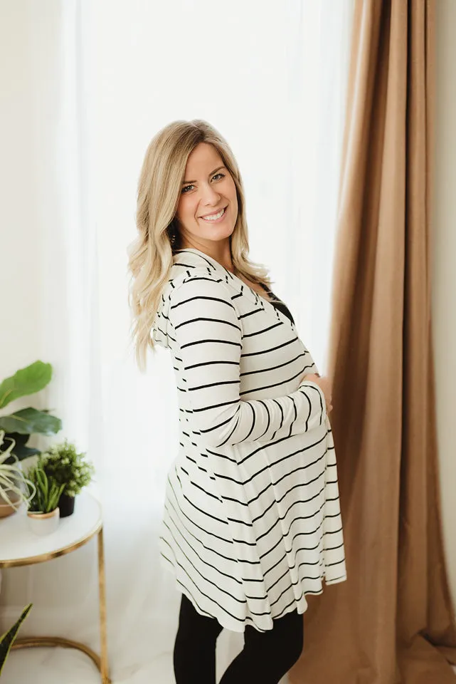 Stripe Hooded Cardi