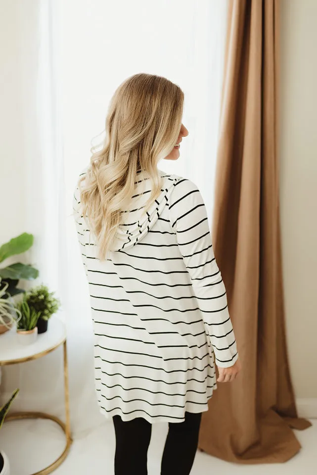 Stripe Hooded Cardi