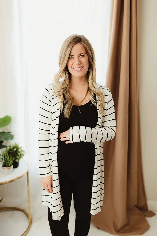 Stripe Hooded Cardi