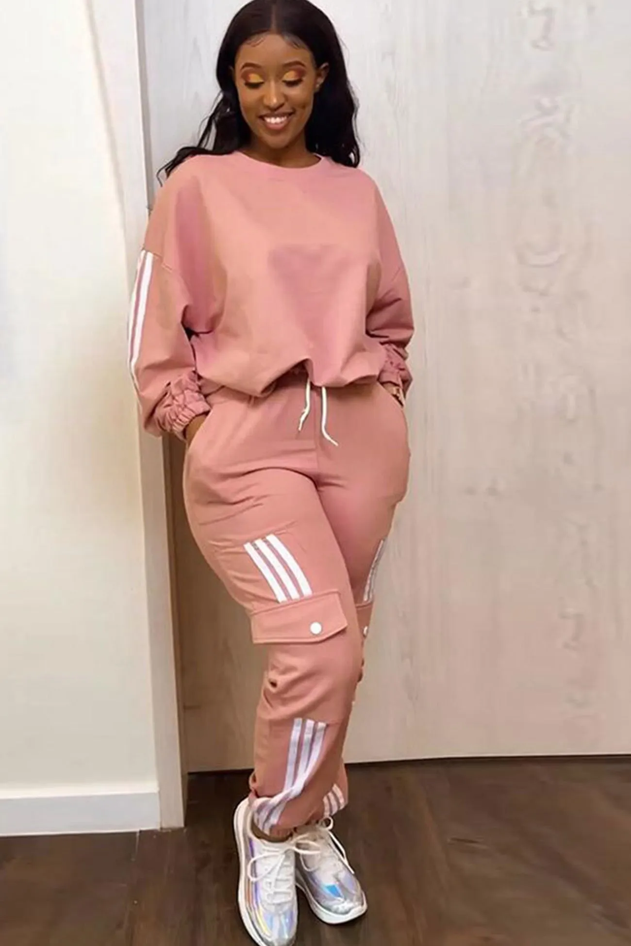 Striped Patchwork Pants Suits