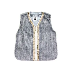 Sudo Miss Molly Faux Fur Vest-Silver Haze