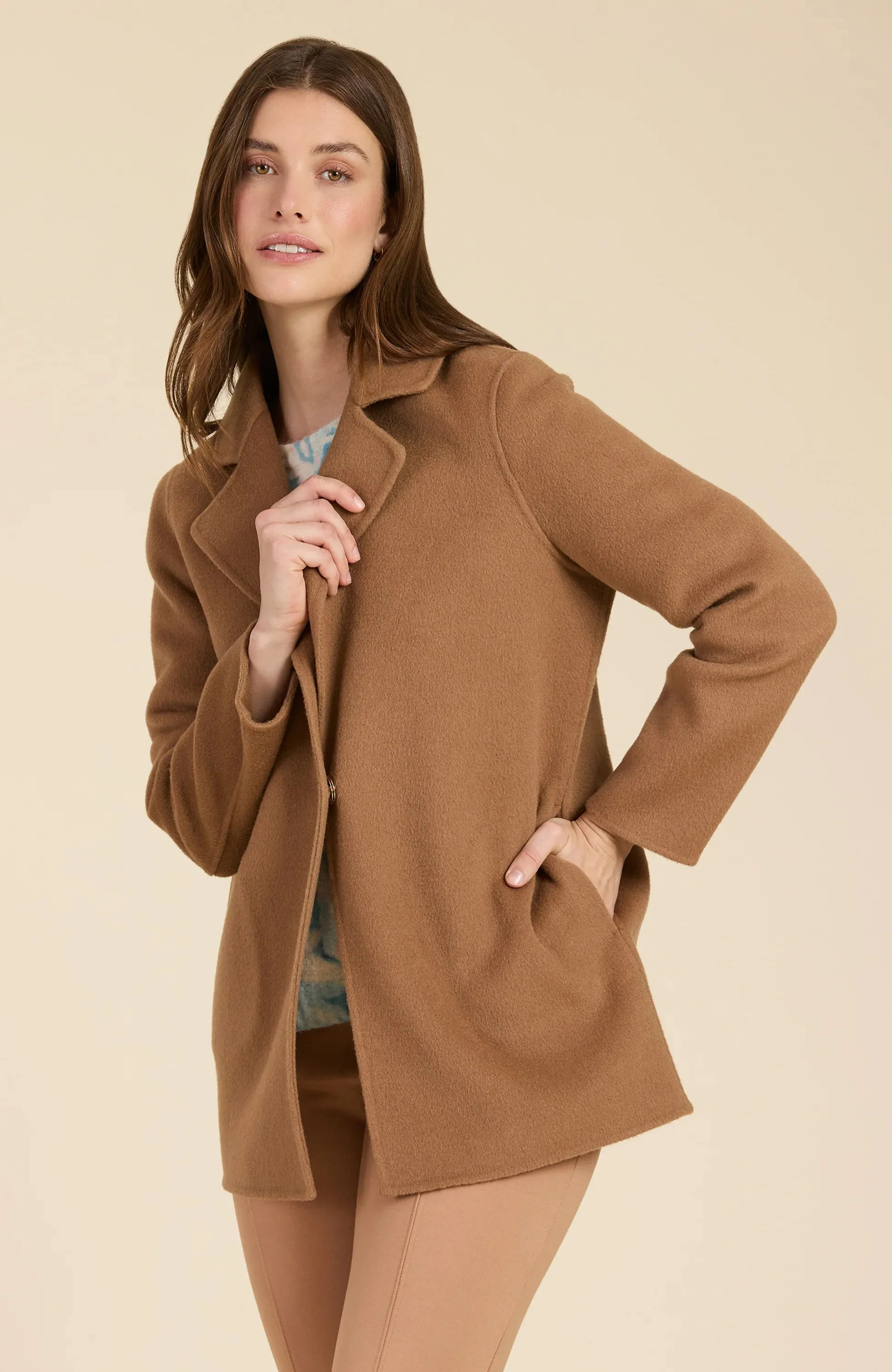 Tyler Boe Shannon Solid Top Coat Camel