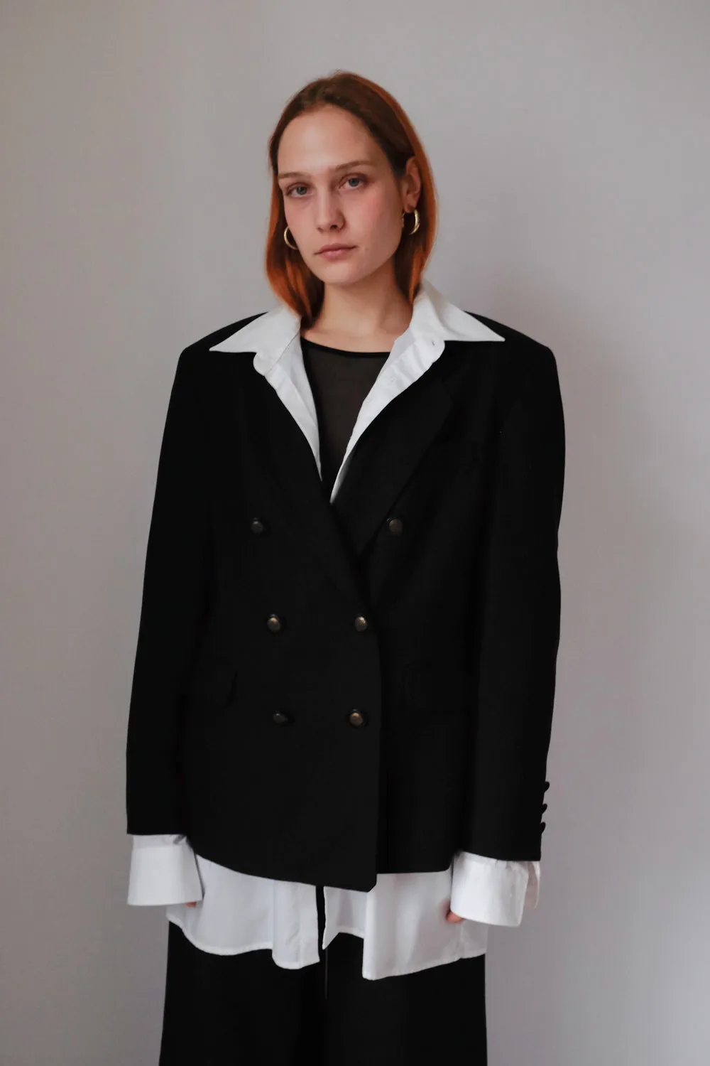 WOOL DOUBLE BREASTED BLACK BLAZER